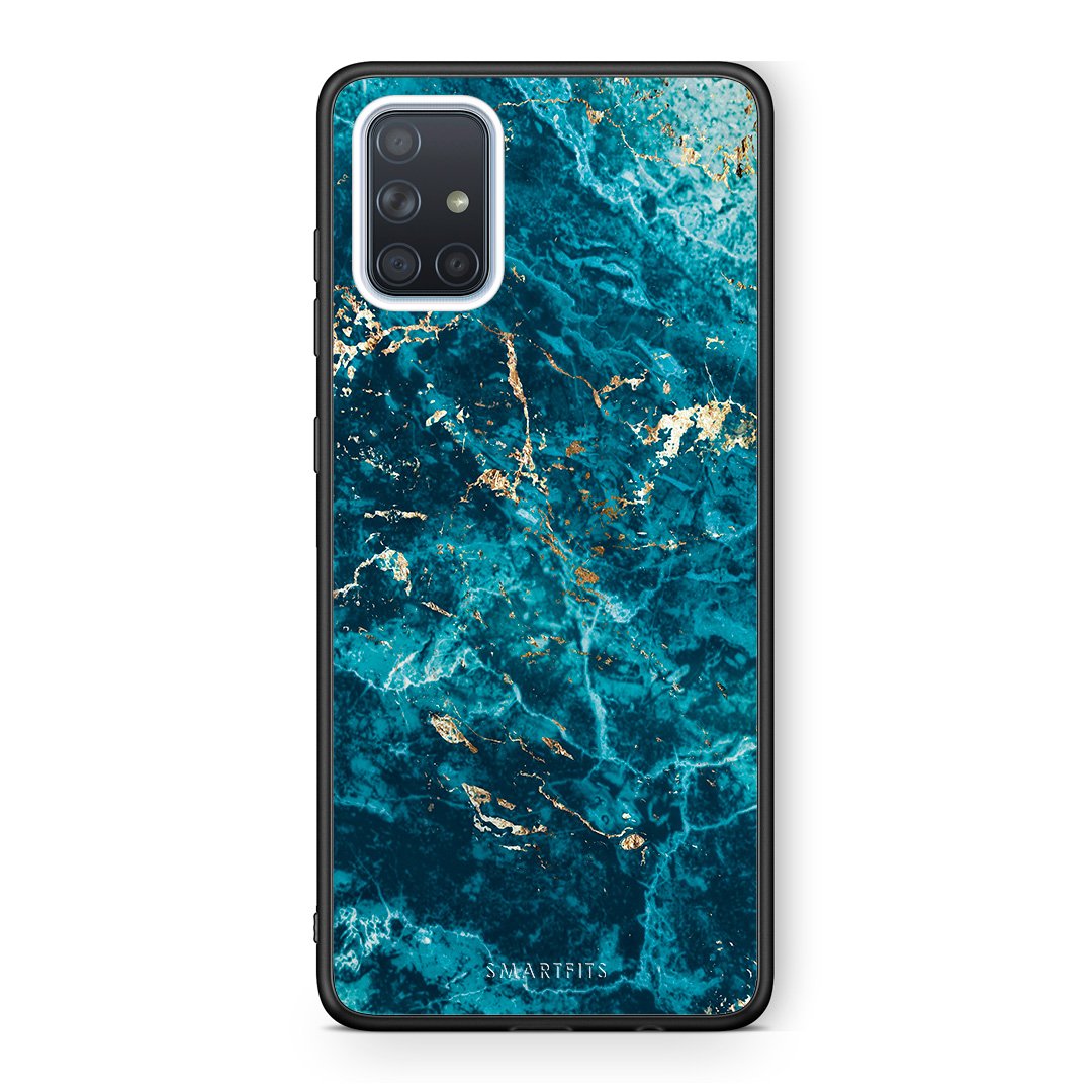 Samsung A51 Marble Blue θήκη από τη Smartfits με σχέδιο στο πίσω μέρος και μαύρο περίβλημα | Smartphone case with colorful back and black bezels by Smartfits