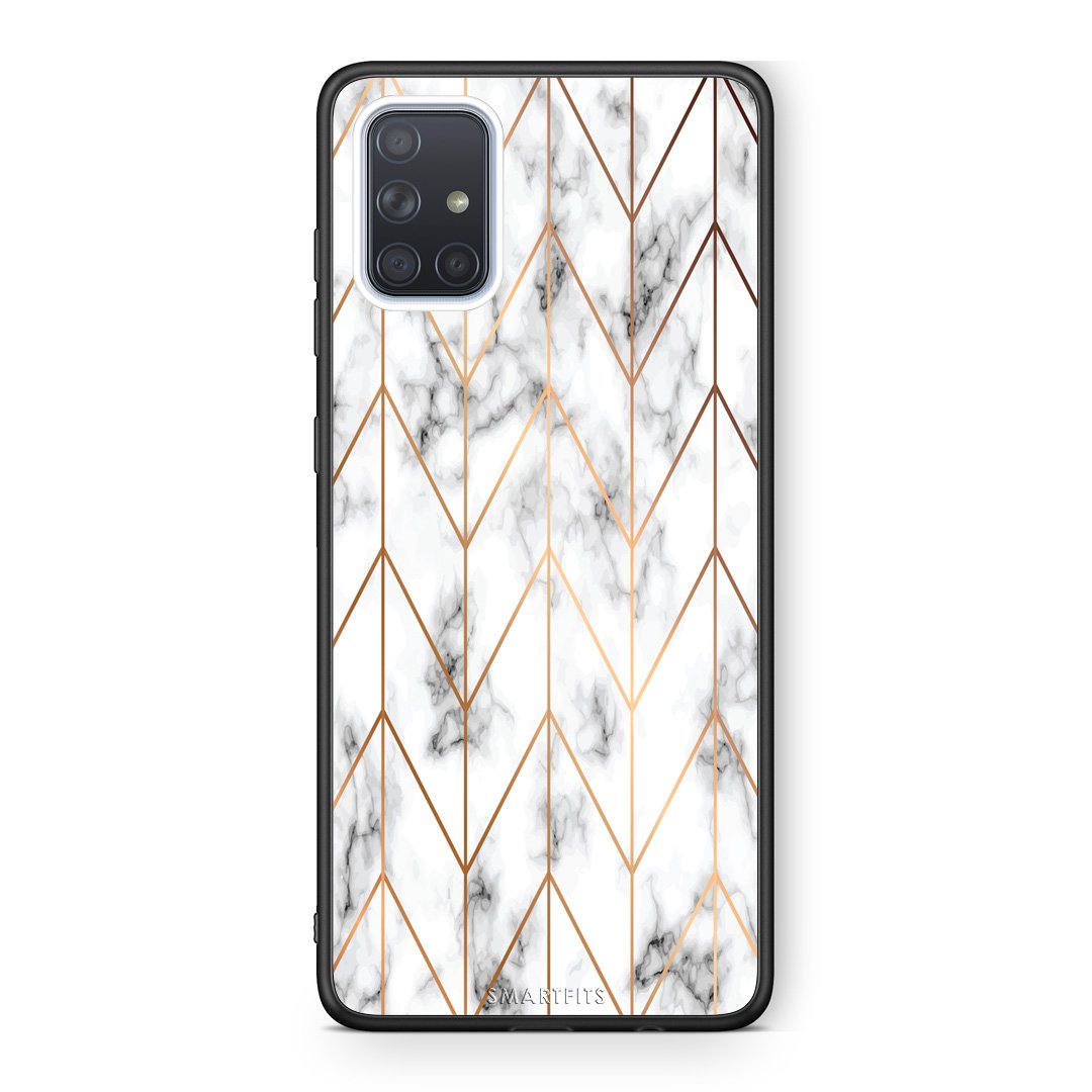 44 - Samsung A51 Gold Geometric Marble case, cover, bumper