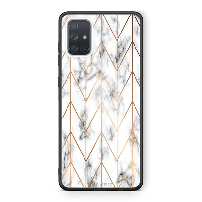 44 - Samsung A51 Gold Geometric Marble case, cover, bumper