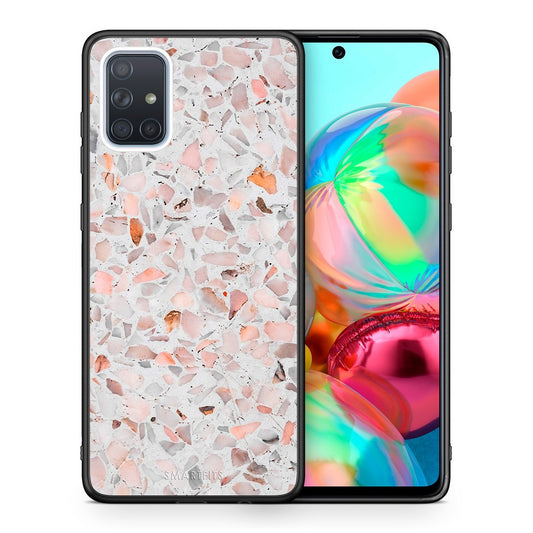 Θήκη Samsung A71 Marble Terrazzo από τη Smartfits με σχέδιο στο πίσω μέρος και μαύρο περίβλημα | Samsung A71 Marble Terrazzo case with colorful back and black bezels