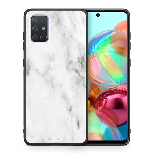 Θήκη Samsung A71 White Marble από τη Smartfits με σχέδιο στο πίσω μέρος και μαύρο περίβλημα | Samsung A71 White Marble case with colorful back and black bezels