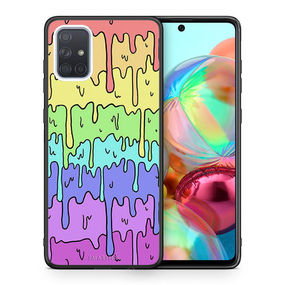 Θήκη Samsung A71 Melting Rainbow από τη Smartfits με σχέδιο στο πίσω μέρος και μαύρο περίβλημα | Samsung A71 Melting Rainbow case with colorful back and black bezels