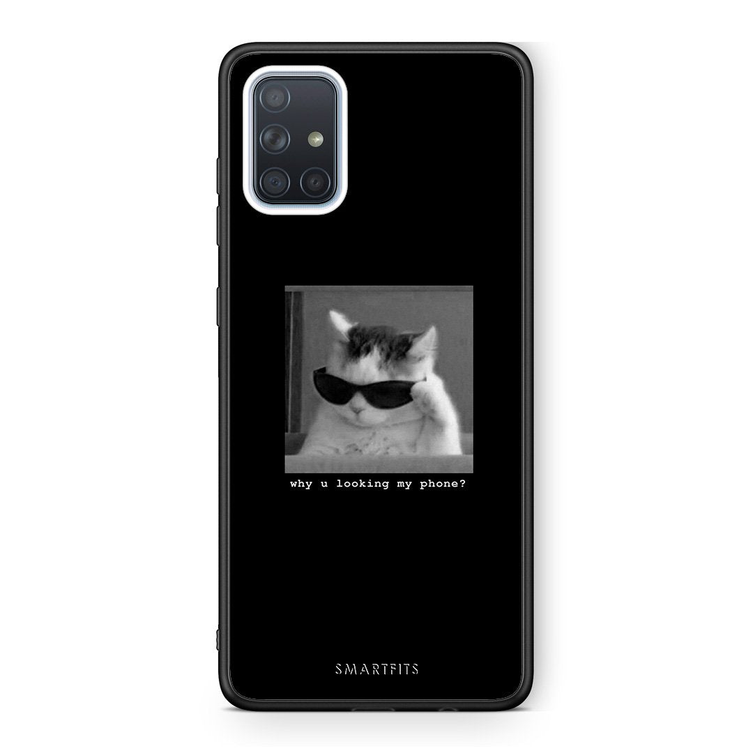 Samsung A71 Meme Cat θήκη από τη Smartfits με σχέδιο στο πίσω μέρος και μαύρο περίβλημα | Smartphone case with colorful back and black bezels by Smartfits