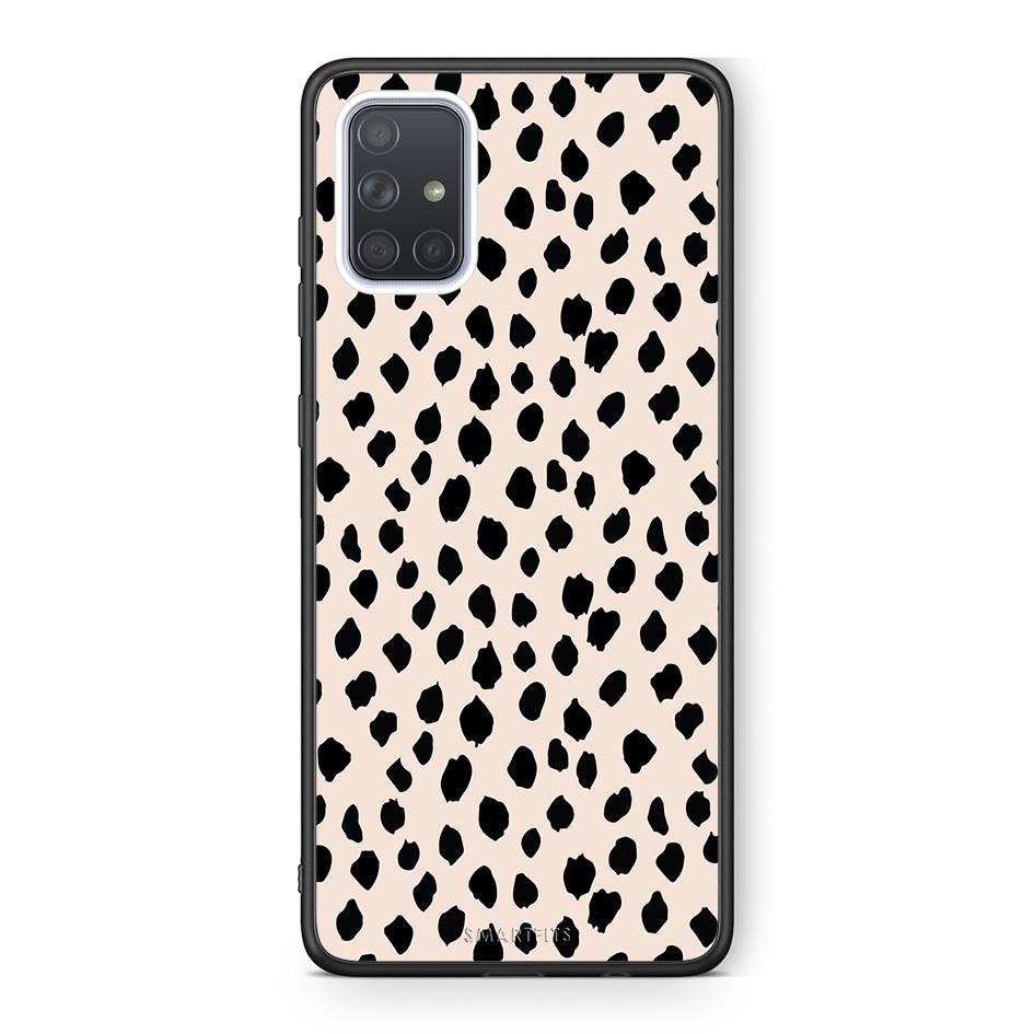 Samsung A51 New Polka Dots θήκη από τη Smartfits με σχέδιο στο πίσω μέρος και μαύρο περίβλημα | Smartphone case with colorful back and black bezels by Smartfits