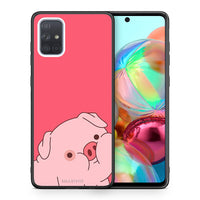 Thumbnail for Θήκη Αγίου Βαλεντίνου Samsung A71 Pig Love 1 από τη Smartfits με σχέδιο στο πίσω μέρος και μαύρο περίβλημα | Samsung A71 Pig Love 1 case with colorful back and black bezels