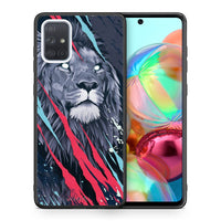 Thumbnail for Θήκη Samsung A71 Lion Designer PopArt από τη Smartfits με σχέδιο στο πίσω μέρος και μαύρο περίβλημα | Samsung A71 Lion Designer PopArt case with colorful back and black bezels