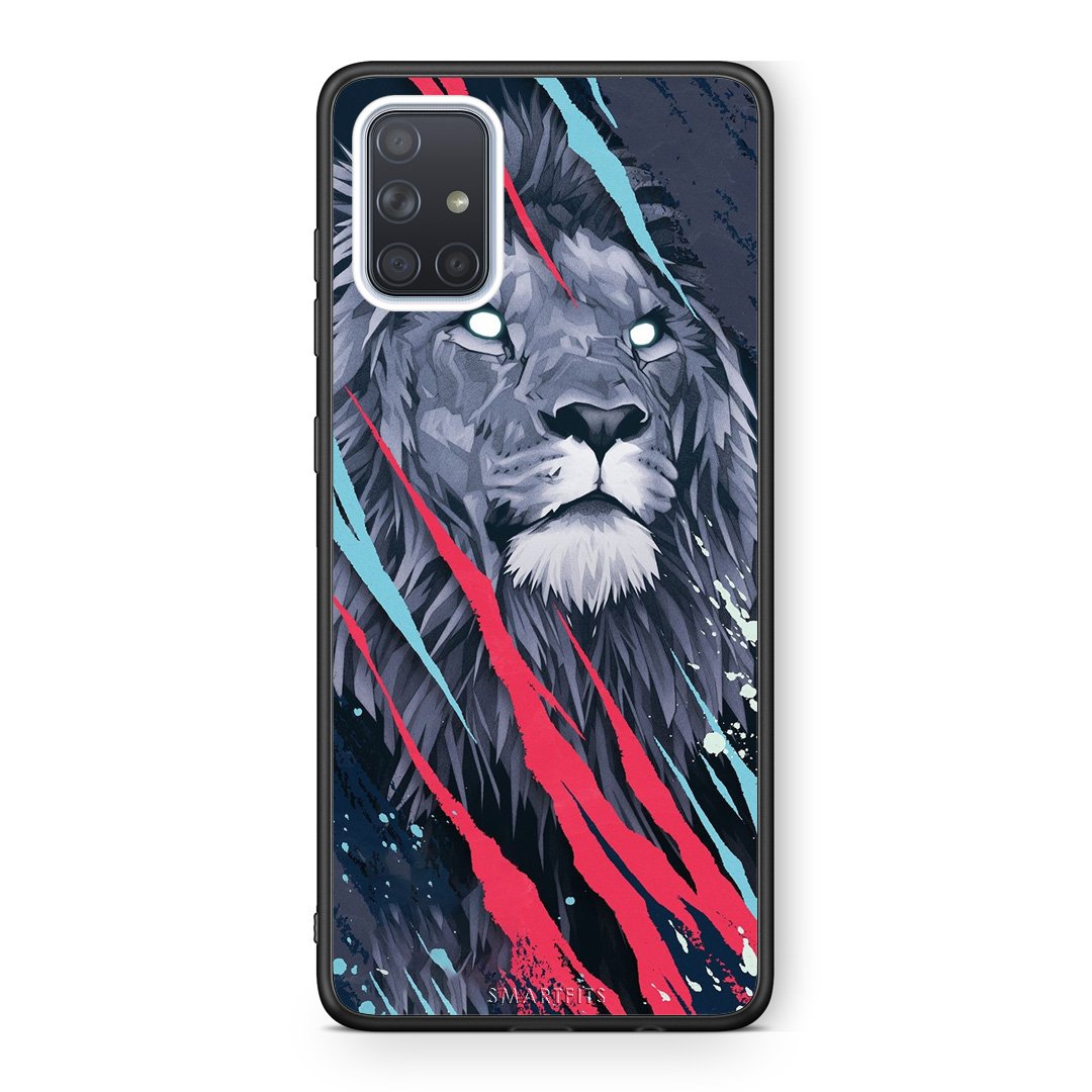 4 - Samsung A71 Lion Designer PopArt case, cover, bumper