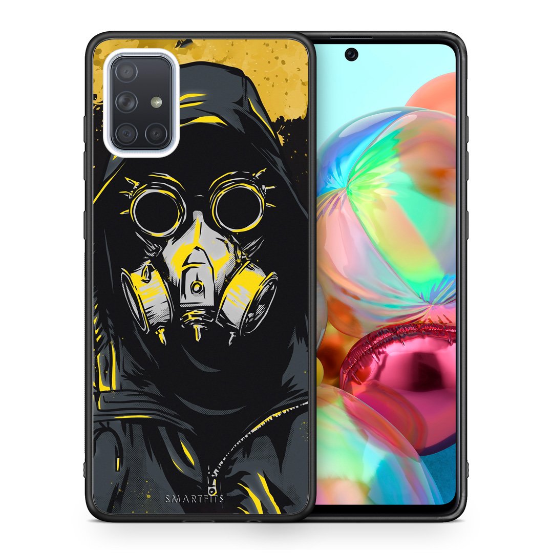 Θήκη Samsung A71 Mask PopArt από τη Smartfits με σχέδιο στο πίσω μέρος και μαύρο περίβλημα | Samsung A71 Mask PopArt case with colorful back and black bezels