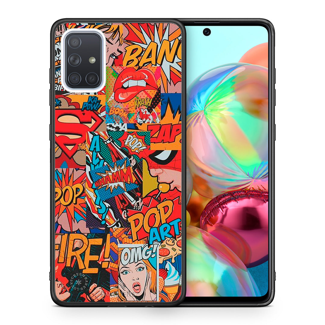 Θήκη Samsung A71 PopArt OMG από τη Smartfits με σχέδιο στο πίσω μέρος και μαύρο περίβλημα | Samsung A71 PopArt OMG case with colorful back and black bezels