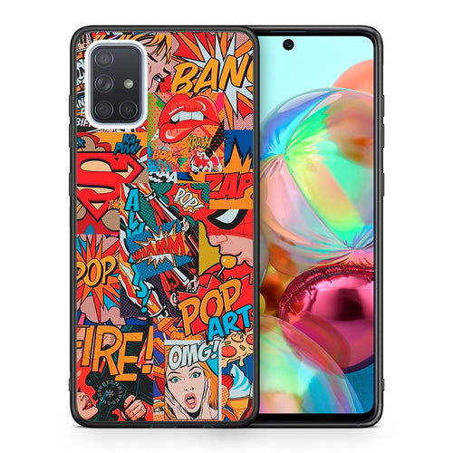 Θήκη Samsung A71 PopArt OMG από τη Smartfits με σχέδιο στο πίσω μέρος και μαύρο περίβλημα | Samsung A71 PopArt OMG case with colorful back and black bezels