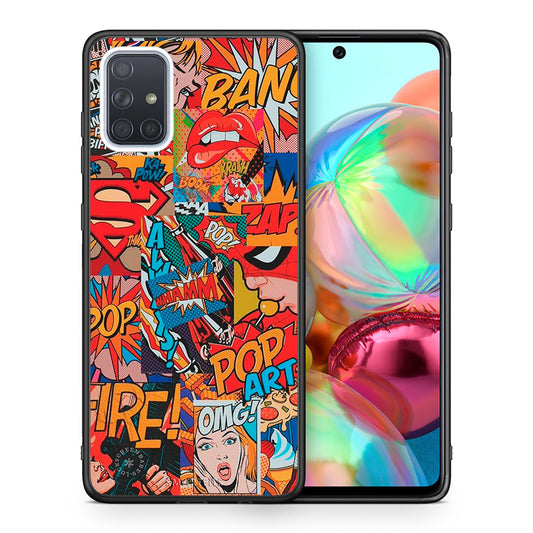 Θήκη Samsung A71 PopArt OMG από τη Smartfits με σχέδιο στο πίσω μέρος και μαύρο περίβλημα | Samsung A71 PopArt OMG case with colorful back and black bezels