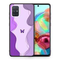 Thumbnail for Θήκη Αγίου Βαλεντίνου Samsung A71 Purple Mariposa από τη Smartfits με σχέδιο στο πίσω μέρος και μαύρο περίβλημα | Samsung A71 Purple Mariposa case with colorful back and black bezels