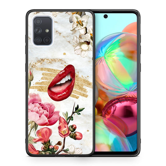 Θήκη Samsung A71 Red Lips από τη Smartfits με σχέδιο στο πίσω μέρος και μαύρο περίβλημα | Samsung A71 Red Lips case with colorful back and black bezels