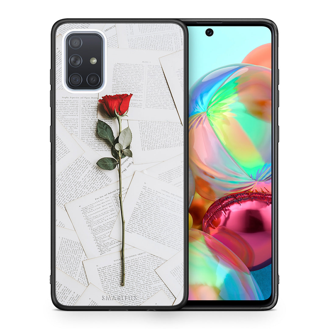 Θήκη Samsung A71 Red Rose από τη Smartfits με σχέδιο στο πίσω μέρος και μαύρο περίβλημα | Samsung A71 Red Rose case with colorful back and black bezels