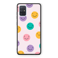 Thumbnail for Samsung A51 Smiley Faces θήκη από τη Smartfits με σχέδιο στο πίσω μέρος και μαύρο περίβλημα | Smartphone case with colorful back and black bezels by Smartfits