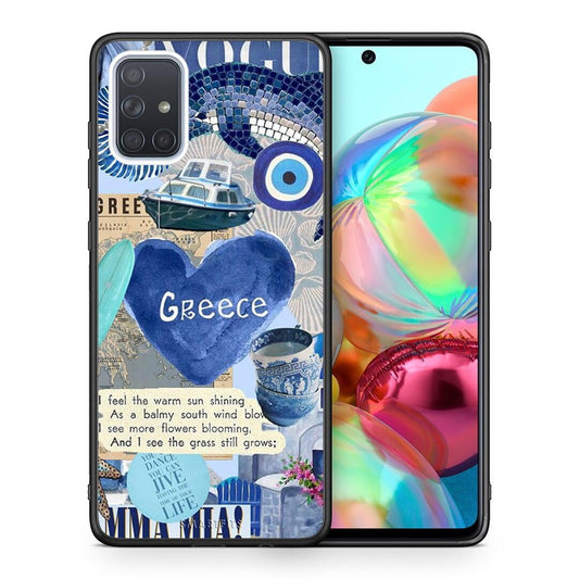 Θήκη Samsung A71 Summer In Greece από τη Smartfits με σχέδιο στο πίσω μέρος και μαύρο περίβλημα | Samsung A71 Summer In Greece case with colorful back and black bezels
