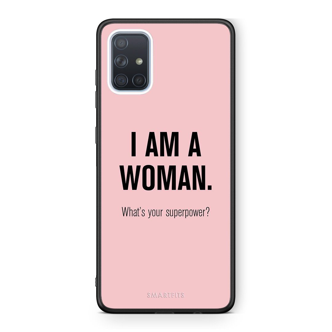 Samsung A51 Superpower Woman θήκη από τη Smartfits με σχέδιο στο πίσω μέρος και μαύρο περίβλημα | Smartphone case with colorful back and black bezels by Smartfits