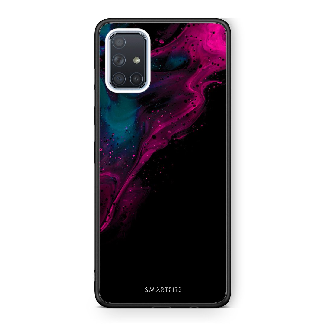 4 - Samsung A51 Pink Black Watercolor case, cover, bumper