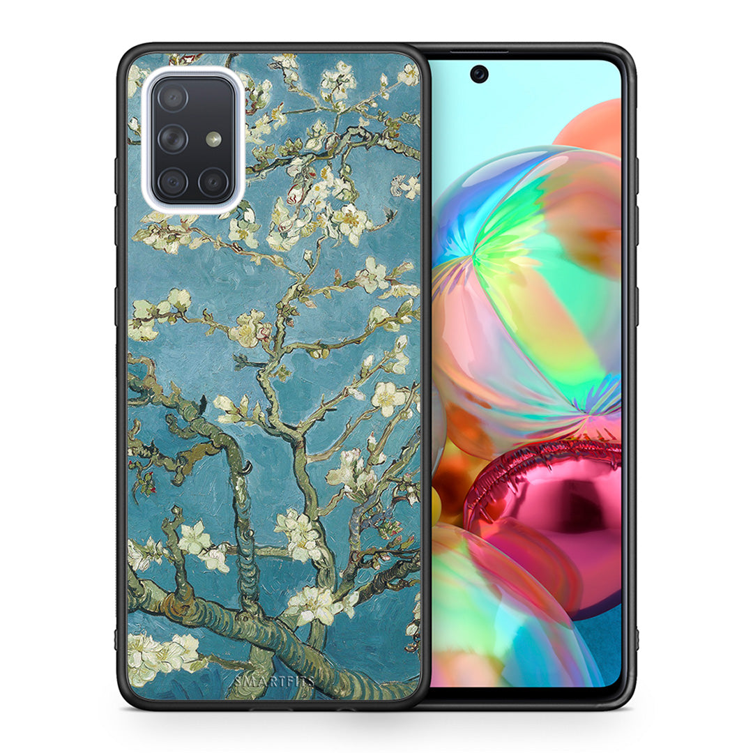 Θήκη Samsung A71 White Blossoms από τη Smartfits με σχέδιο στο πίσω μέρος και μαύρο περίβλημα | Samsung A71 White Blossoms case with colorful back and black bezels