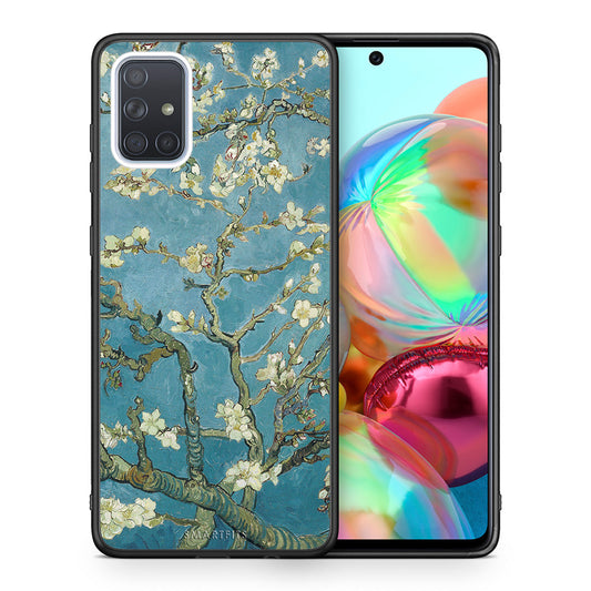 Θήκη Samsung A71 White Blossoms από τη Smartfits με σχέδιο στο πίσω μέρος και μαύρο περίβλημα | Samsung A71 White Blossoms case with colorful back and black bezels