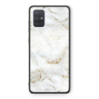 Thumbnail for Samsung A51 White Gold Marble θήκη από τη Smartfits με σχέδιο στο πίσω μέρος και μαύρο περίβλημα | Smartphone case with colorful back and black bezels by Smartfits