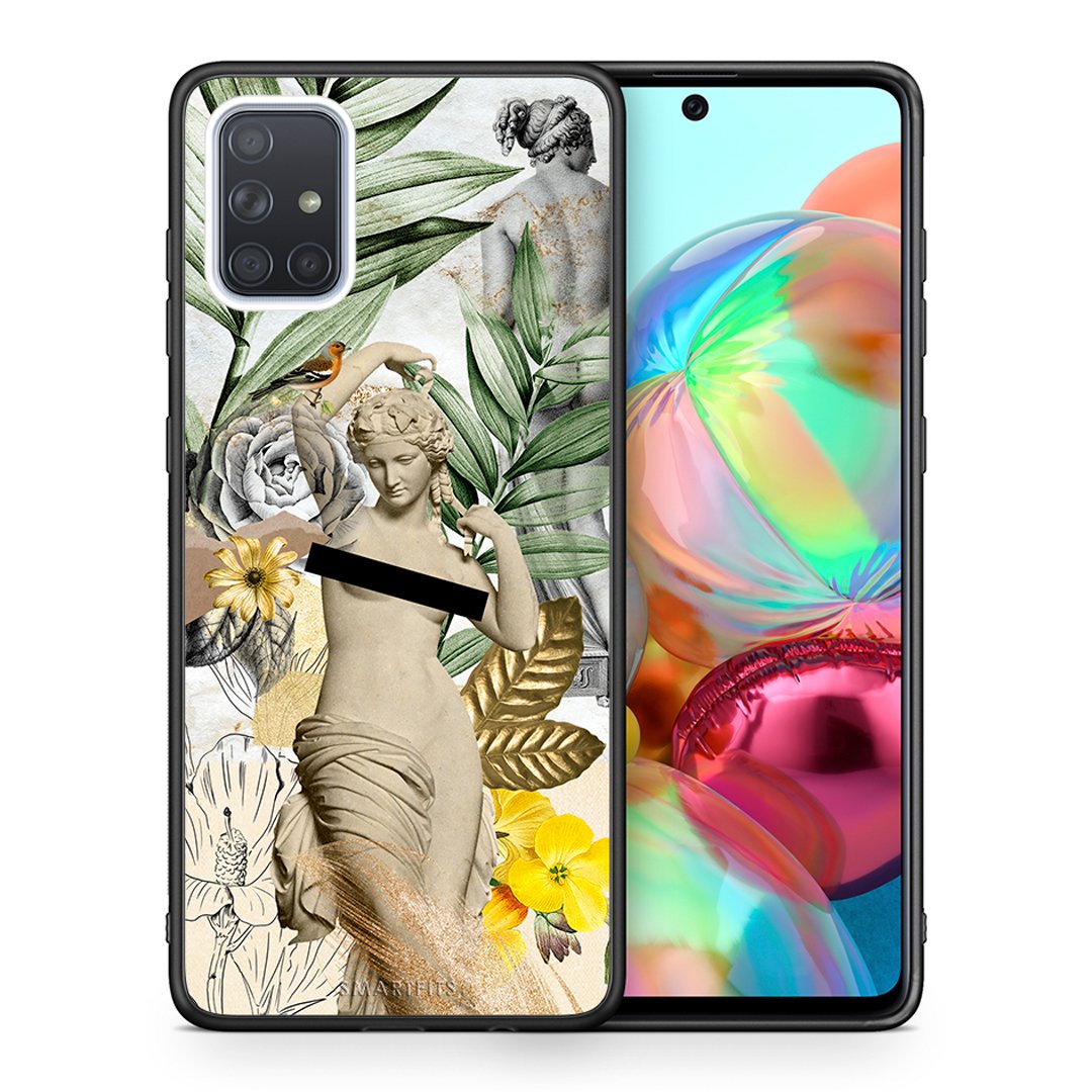 Θήκη Samsung A71 Woman Statue από τη Smartfits με σχέδιο στο πίσω μέρος και μαύρο περίβλημα | Samsung A71 Woman Statue case with colorful back and black bezels