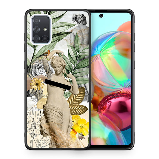 Θήκη Samsung A71 Woman Statue από τη Smartfits με σχέδιο στο πίσω μέρος και μαύρο περίβλημα | Samsung A71 Woman Statue case with colorful back and black bezels