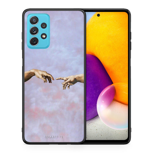 Θήκη Samsung A72 Adam Hand από τη Smartfits με σχέδιο στο πίσω μέρος και μαύρο περίβλημα | Samsung A72 Adam Hand case with colorful back and black bezels