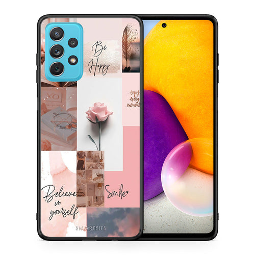 Θήκη Samsung A72 Aesthetic Collage από τη Smartfits με σχέδιο στο πίσω μέρος και μαύρο περίβλημα | Samsung A72 Aesthetic Collage case with colorful back and black bezels