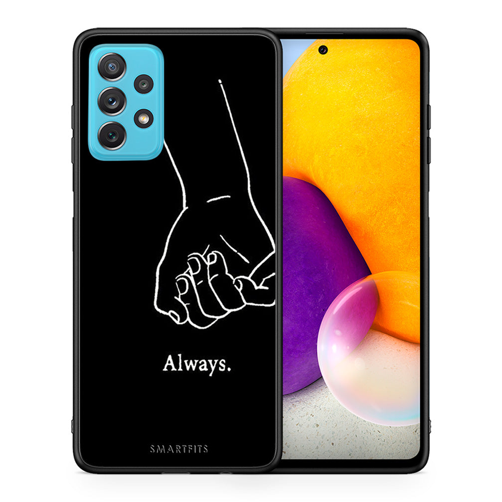 Θήκη Αγίου Βαλεντίνου Samsung A72 Always & Forever 1 από τη Smartfits με σχέδιο στο πίσω μέρος και μαύρο περίβλημα | Samsung A72 Always & Forever 1 case with colorful back and black bezels