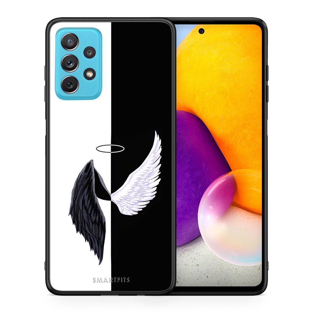 Θήκη Samsung A72 Angels Demons από τη Smartfits με σχέδιο στο πίσω μέρος και μαύρο περίβλημα | Samsung A72 Angels Demons case with colorful back and black bezels