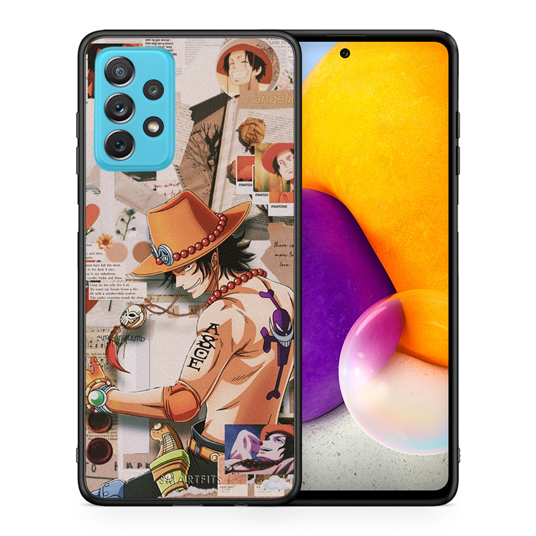 Θήκη Samsung A72 Anime Collage από τη Smartfits με σχέδιο στο πίσω μέρος και μαύρο περίβλημα | Samsung A72 Anime Collage case with colorful back and black bezels