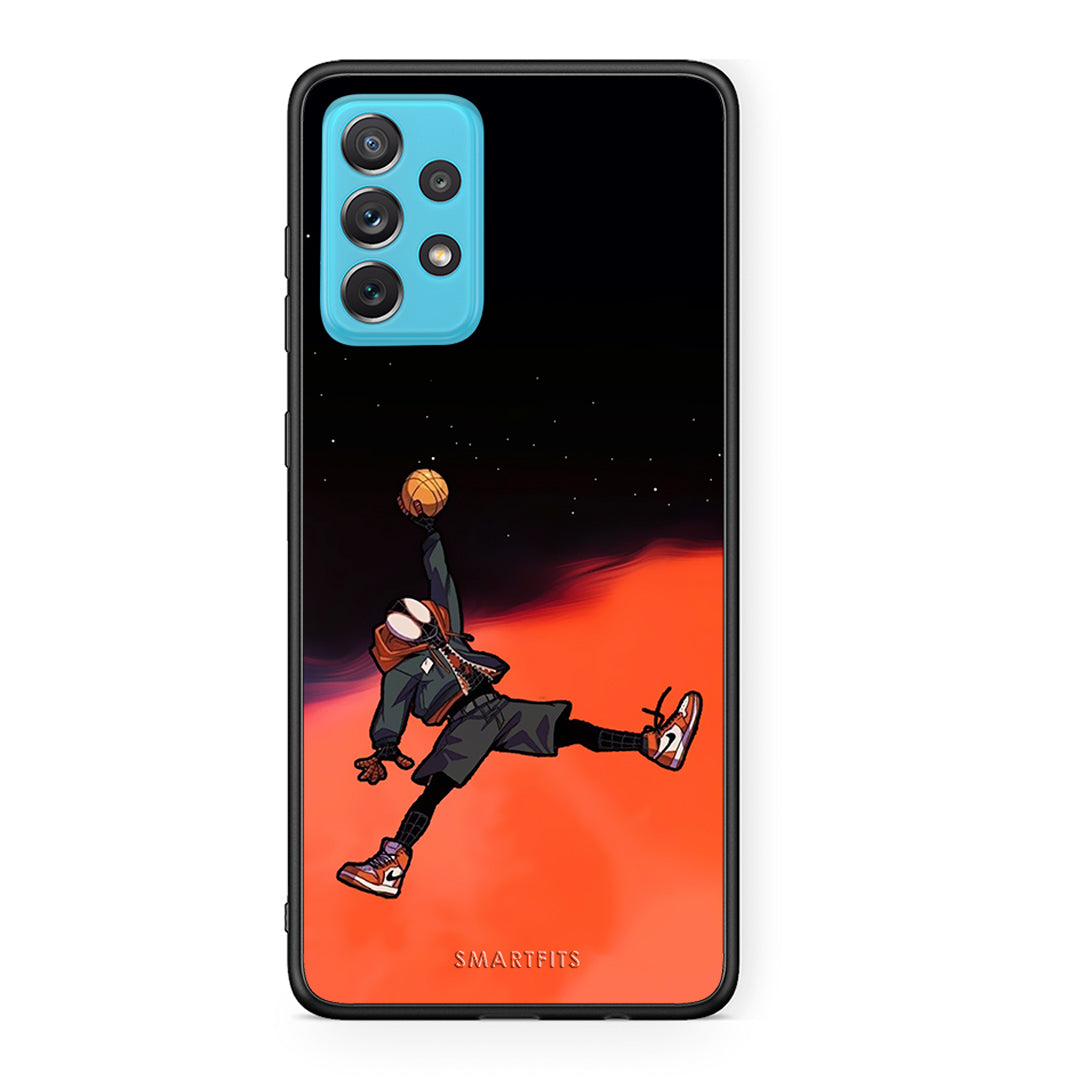 Samsung A72 Basketball Hero θήκη από τη Smartfits με σχέδιο στο πίσω μέρος και μαύρο περίβλημα | Smartphone case with colorful back and black bezels by Smartfits