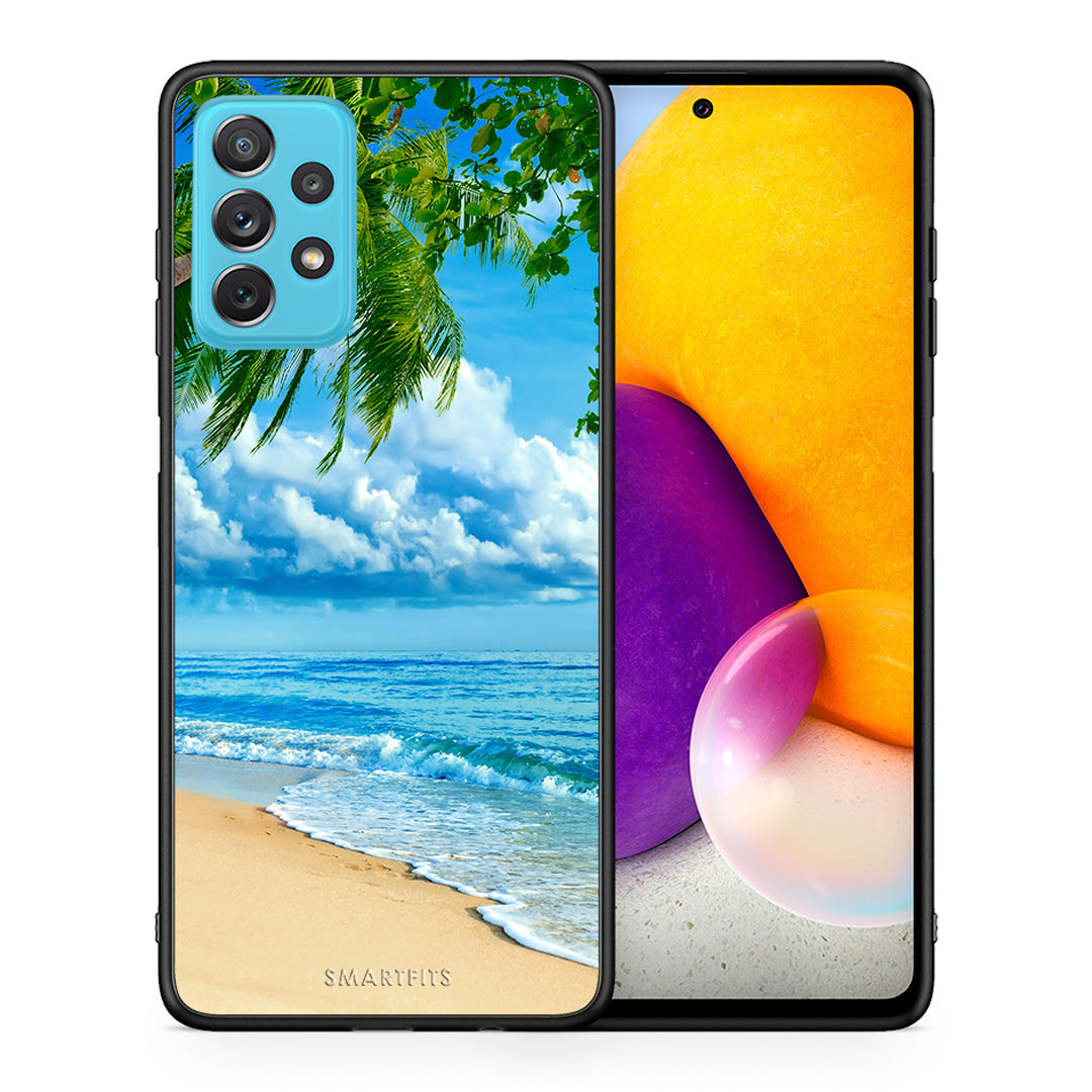 Θήκη Samsung A72 Beautiful Beach από τη Smartfits με σχέδιο στο πίσω μέρος και μαύρο περίβλημα | Samsung A72 Beautiful Beach case with colorful back and black bezels