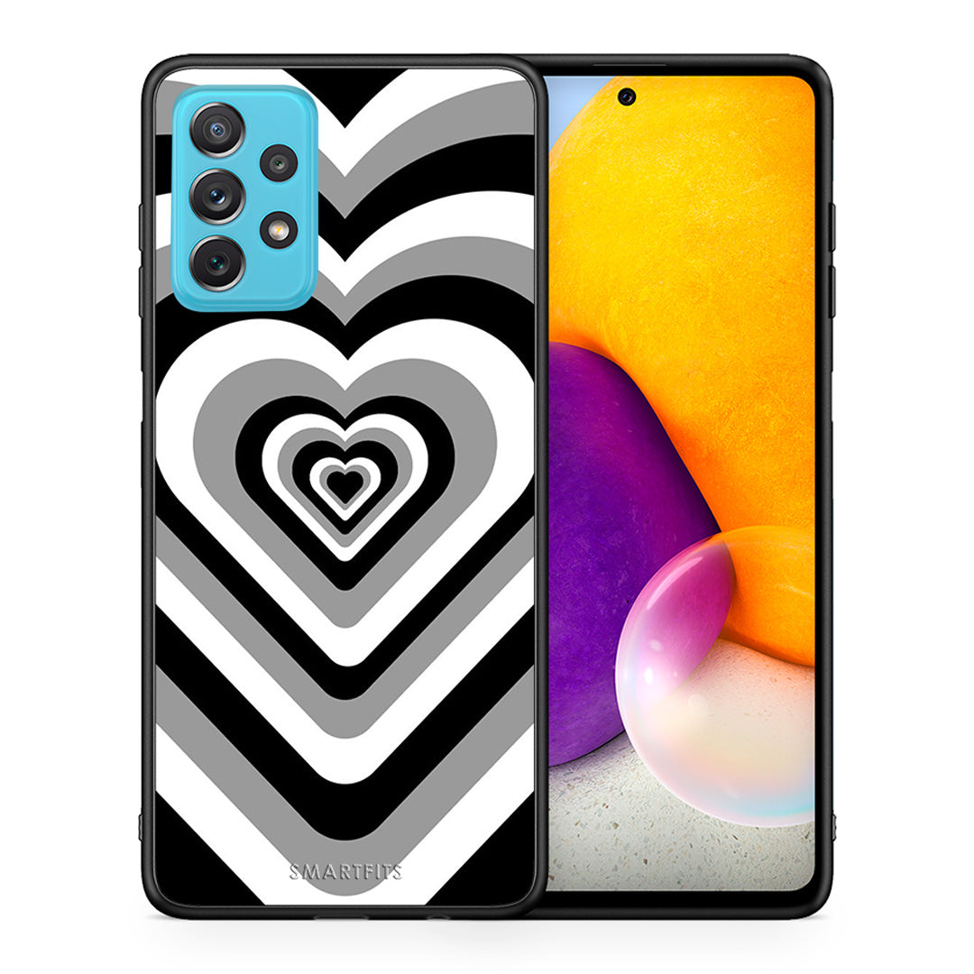 Θήκη Samsung A72 Black Hearts από τη Smartfits με σχέδιο στο πίσω μέρος και μαύρο περίβλημα | Samsung A72 Black Hearts case with colorful back and black bezels