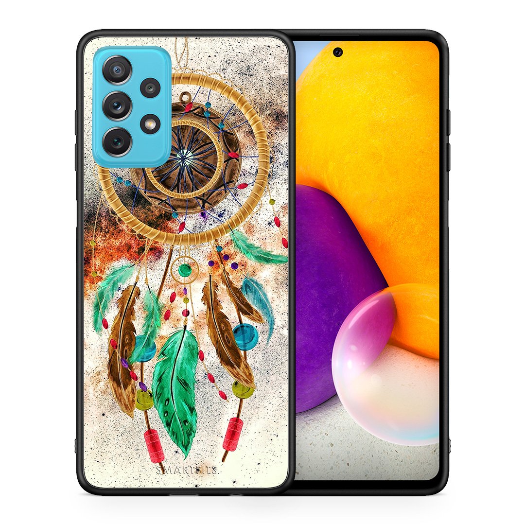 Θήκη Samsung A72 DreamCatcher Boho από τη Smartfits με σχέδιο στο πίσω μέρος και μαύρο περίβλημα | Samsung A72 DreamCatcher Boho case with colorful back and black bezels