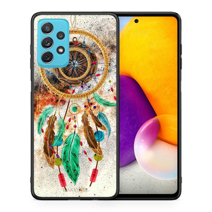 Θήκη Samsung A72 DreamCatcher Boho από τη Smartfits με σχέδιο στο πίσω μέρος και μαύρο περίβλημα | Samsung A72 DreamCatcher Boho case with colorful back and black bezels