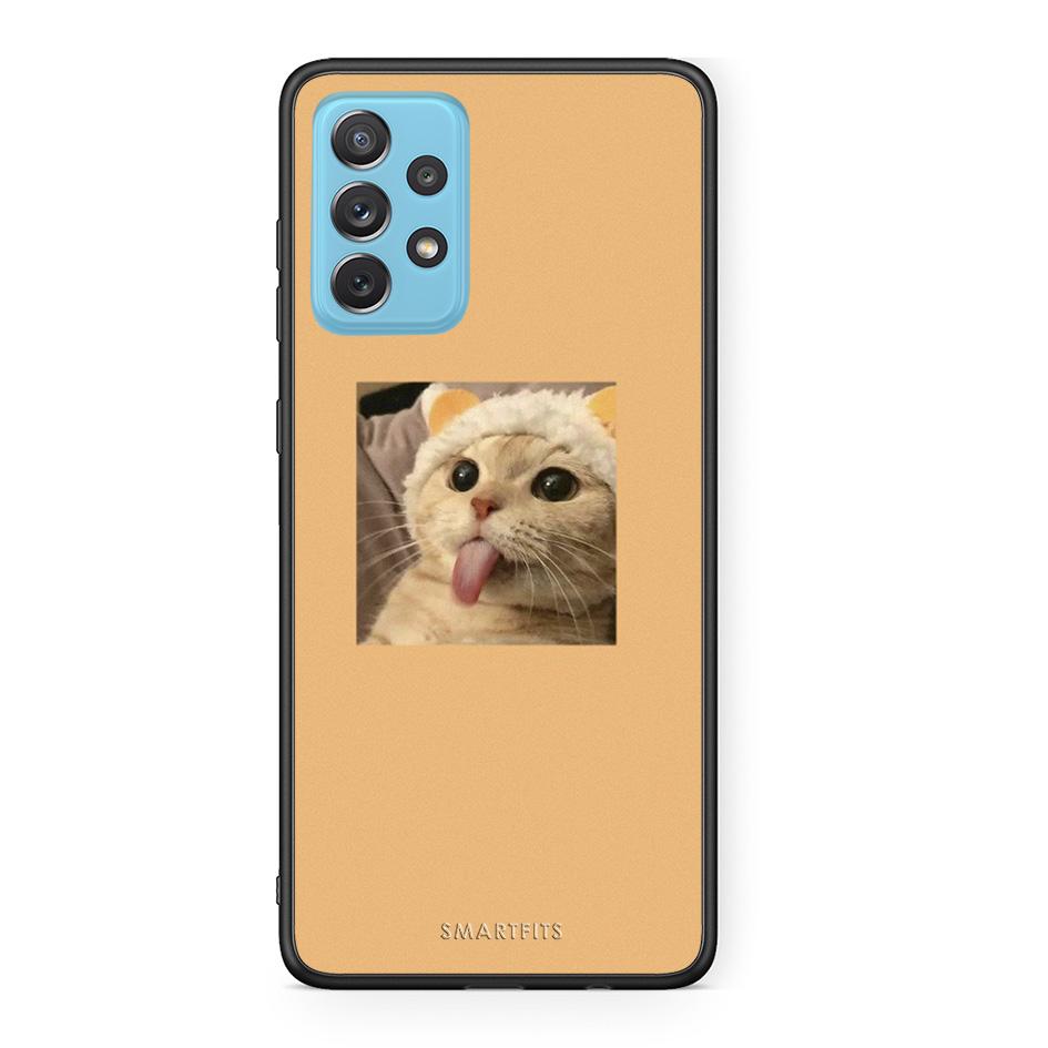 Samsung A72 Cat Tongue θήκη από τη Smartfits με σχέδιο στο πίσω μέρος και μαύρο περίβλημα | Smartphone case with colorful back and black bezels by Smartfits