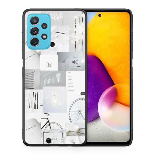 Θήκη Αγίου Βαλεντίνου Samsung A72 Collage Make Me Wonder από τη Smartfits με σχέδιο στο πίσω μέρος και μαύρο περίβλημα | Samsung A72 Collage Make Me Wonder case with colorful back and black bezels