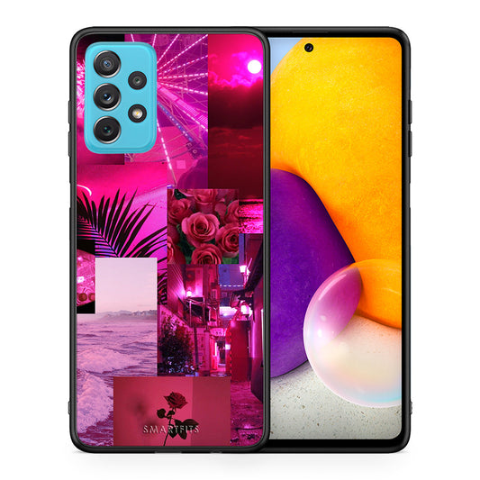 Θήκη Αγίου Βαλεντίνου Samsung A72 Collage Red Roses από τη Smartfits με σχέδιο στο πίσω μέρος και μαύρο περίβλημα | Samsung A72 Collage Red Roses case with colorful back and black bezels