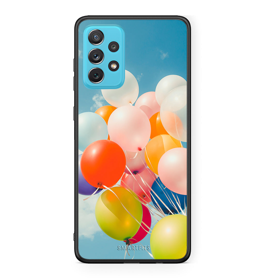 Samsung A72 Colorful Balloons θήκη από τη Smartfits με σχέδιο στο πίσω μέρος και μαύρο περίβλημα | Smartphone case with colorful back and black bezels by Smartfits