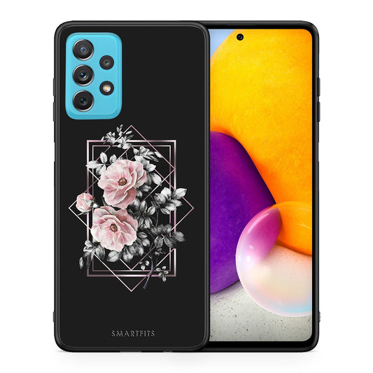 Θήκη Samsung A72 Frame Flower από τη Smartfits με σχέδιο στο πίσω μέρος και μαύρο περίβλημα | Samsung A72 Frame Flower case with colorful back and black bezels