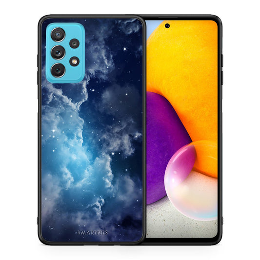 Θήκη Samsung A72 Blue Sky Galaxy από τη Smartfits με σχέδιο στο πίσω μέρος και μαύρο περίβλημα | Samsung A72 Blue Sky Galaxy case with colorful back and black bezels