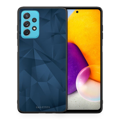 Θήκη Samsung A72 Blue Abstract Geometric από τη Smartfits με σχέδιο στο πίσω μέρος και μαύρο περίβλημα | Samsung A72 Blue Abstract Geometric case with colorful back and black bezels