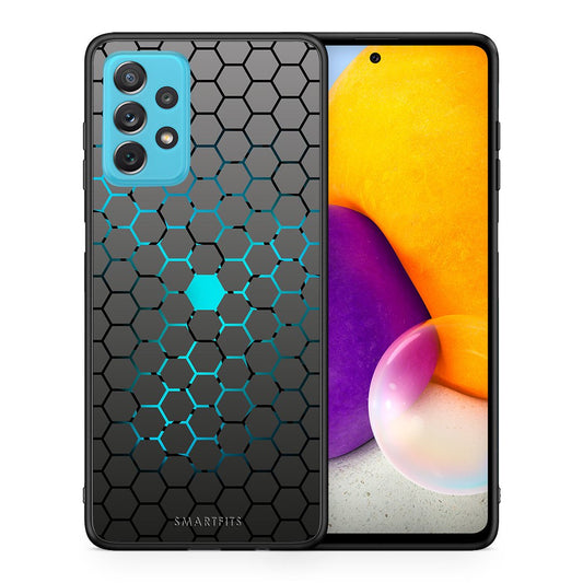 Θήκη Samsung A72 Hexagonal Geometric από τη Smartfits με σχέδιο στο πίσω μέρος και μαύρο περίβλημα | Samsung A72 Hexagonal Geometric case with colorful back and black bezels
