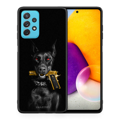 Θήκη Αγίου Βαλεντίνου Samsung A72 Golden Gun από τη Smartfits με σχέδιο στο πίσω μέρος και μαύρο περίβλημα | Samsung A72 Golden Gun case with colorful back and black bezels