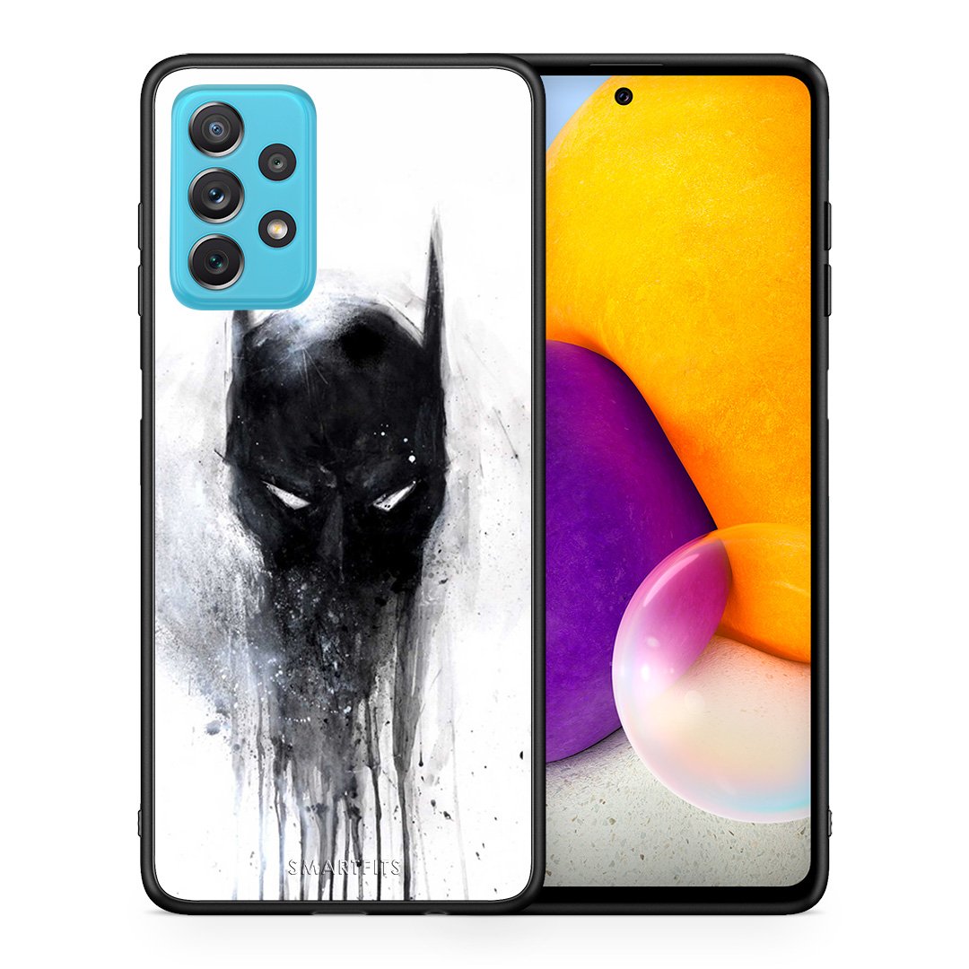Θήκη Samsung A72 Paint Bat Hero από τη Smartfits με σχέδιο στο πίσω μέρος και μαύρο περίβλημα | Samsung A72 Paint Bat Hero case with colorful back and black bezels