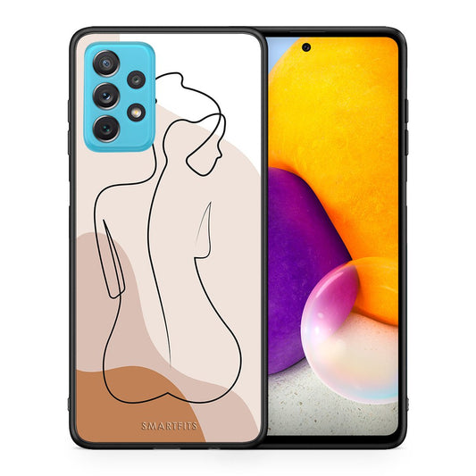 Θήκη Samsung A72 LineArt Woman από τη Smartfits με σχέδιο στο πίσω μέρος και μαύρο περίβλημα | Samsung A72 LineArt Woman case with colorful back and black bezels