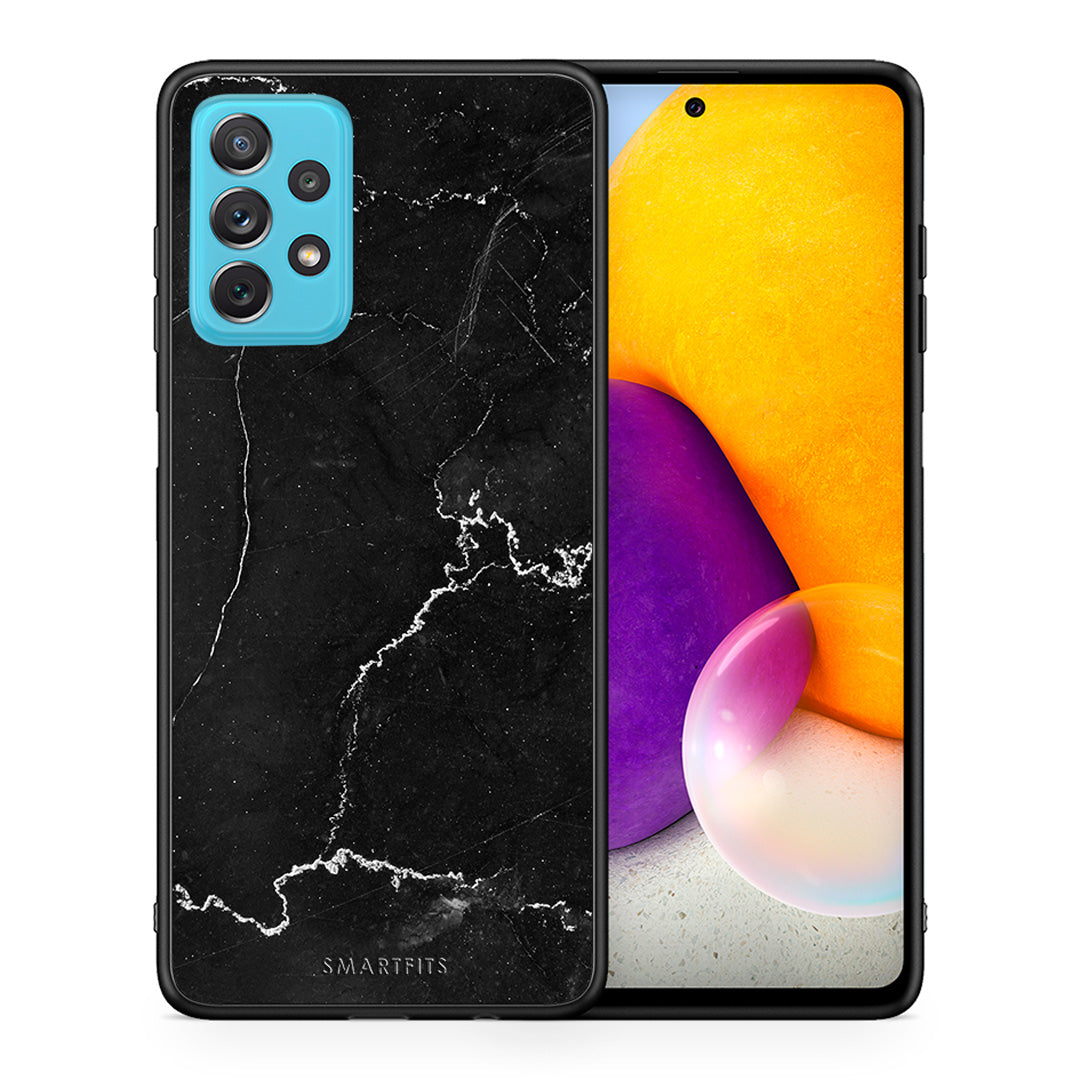 Θήκη Samsung A72 Marble Black από τη Smartfits με σχέδιο στο πίσω μέρος και μαύρο περίβλημα | Samsung A72 Marble Black case with colorful back and black bezels