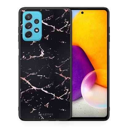 Θήκη Samsung A72 Black Rosegold Marble από τη Smartfits με σχέδιο στο πίσω μέρος και μαύρο περίβλημα | Samsung A72 Black Rosegold Marble case with colorful back and black bezels